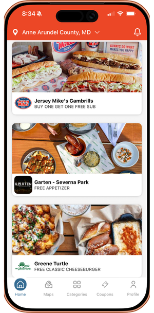 Local Deals app home screen on a phone